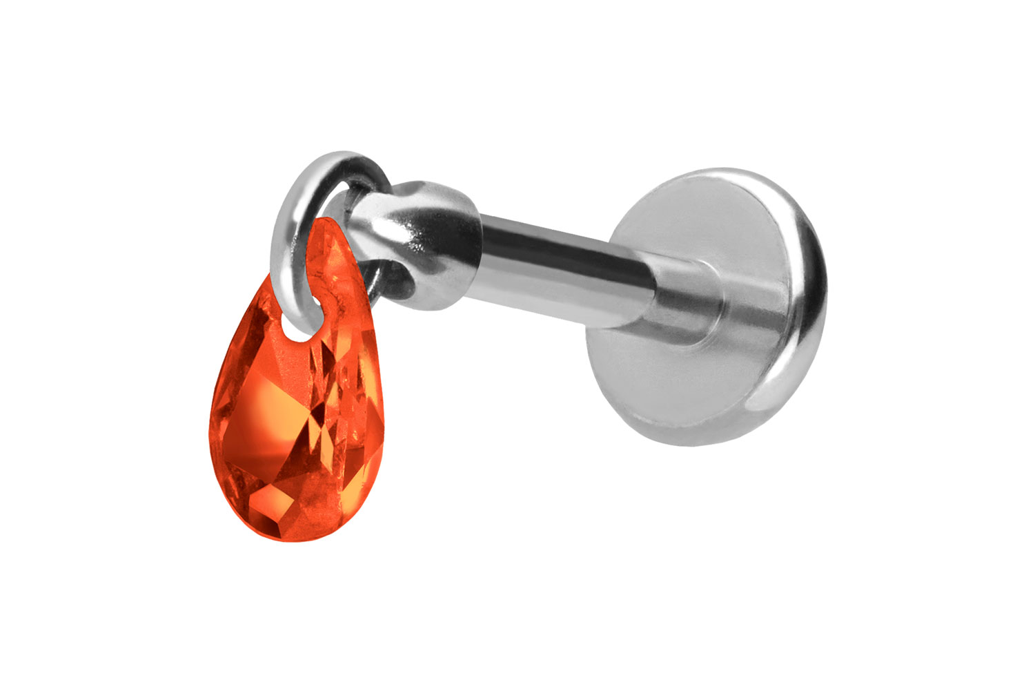 Titan Labret Piercing mit Push Fit KRISTALLTROPFEN